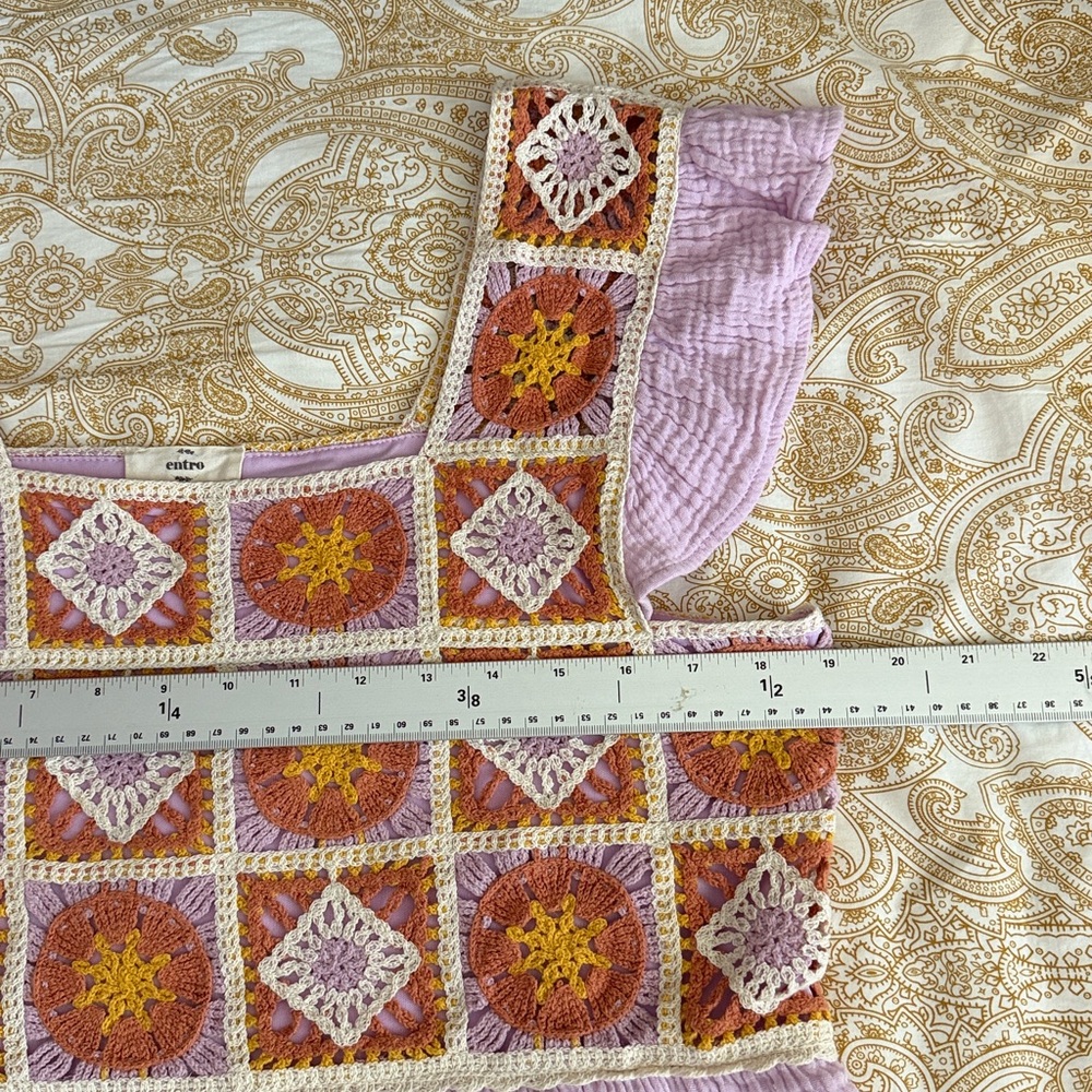 Entro Lavender Crochet Patchwork Blouse - image 7